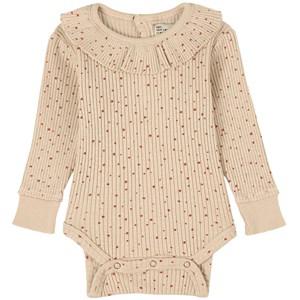 Piupiuchick Printed Ribbed Baby Body Taupe 12 Months - All in ones - 12 months - Beige - Mädchen