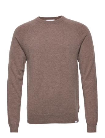 Ethan Wool Knit Stickad Tröja M. Rund Krage Beige Les Deux