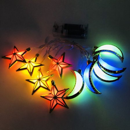 EID Mubarak Lysstreng med LED-lys MULTICOLOR STJERNE MÅNE