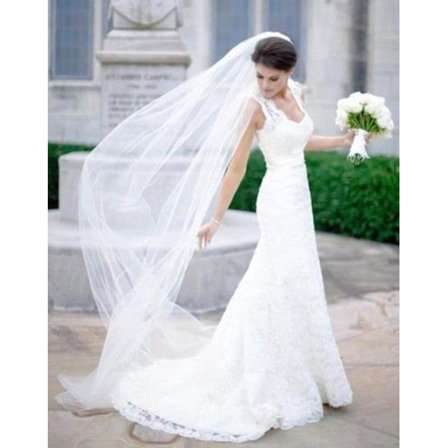 Veeki 6,56 fod langt brude-slør Katedral-slør Drop-slør Enkelt blødt tyl Brudeslør Sin