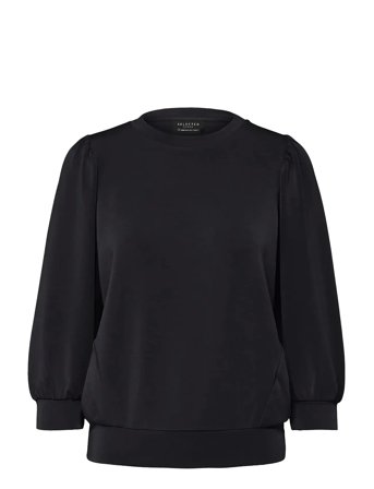 Slftenny 3/4 Sweat Top Noos Black Selected