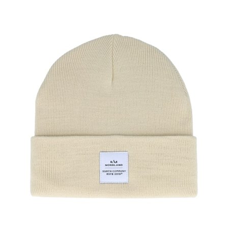 SQRTN - Beis cuff Beanie - Wood Patch Beanie Sand Cuff @ Hatstore