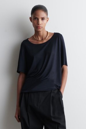 COS Women's Relaxed Scoop-Neck T-Shirt in Blue