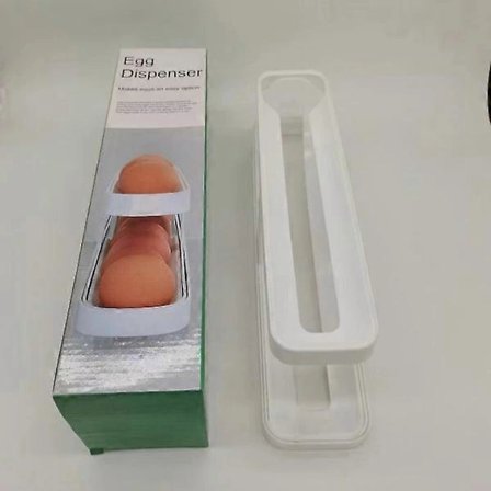 Æggebeholder til køleskab, æggedispenser, æggeholder, æggeopbevaring til 12-14 æg, dobbelt lag, organizer til køkken Hvid