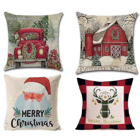 Julehjemmetekstil Blødt Pudebetræk IJKL Stil 4 Styk