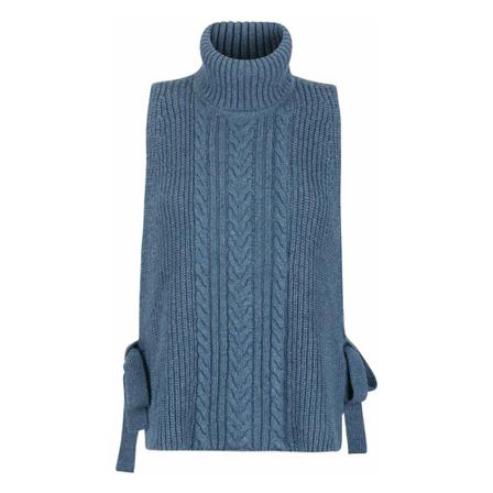 Soft Rebels, SRKirsti Roll Neck Vest Knit - Colony Blue Blauw, Dames, Maat:XL