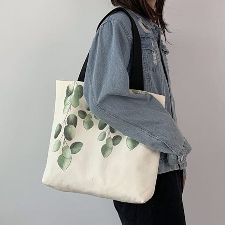 1PC Kvinde Stor Lærred Skulder Tote Taske Daglig Skole Arbejde Håndtaske Til Alt