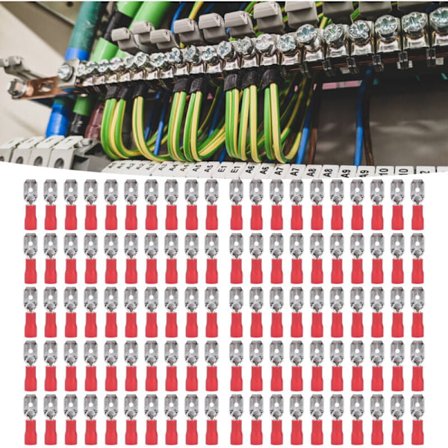 100 stk. isolerede spadestik ledningsstik kobber PVC elektrisk krympe terminal til husholdningsbrug 22-16AWGMDD1,25-250,DUBUNS