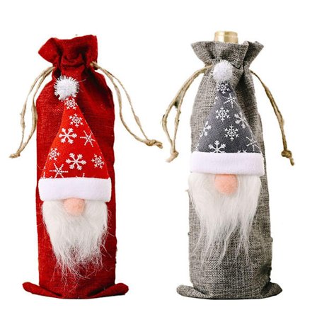 Jultomte Vinflaska Överdragsväskor Flaska Rock Hem Stil 2 KLB