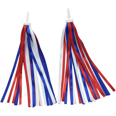 Patriotiska cykelstreamers röd vit blå cykeltofsar band 4 juli cykeldekorationer för cykel sparkcykel trehjuling styre