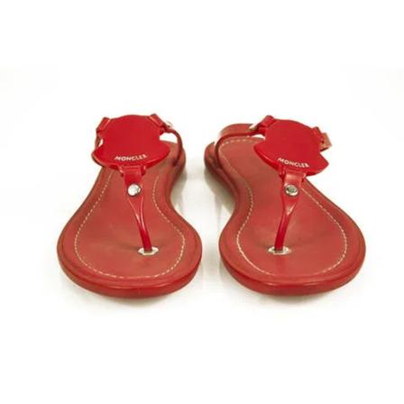 Moncler Pre-owned, Pre-owned Leather flats Rood, Dames, Maat:37 EU,leer