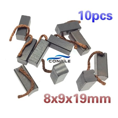 10 stk. 8x9x19mm kullbørste for kjøretøy bil lastebil varmeapparat vifte luftvifte bilmotor kullbørster