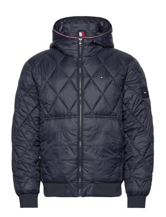 Mix Quilt Recycled Hooded Jacket Fôret Jakke Marineblå Tommy Hilfiger*Betinget Tilbud