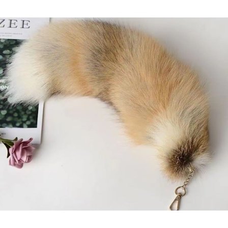 Plysj Rev Hale Nøkkelring Furry Dyrehale Nøkkelring 40cm Dyrehale - Sølv Blå Hale gull