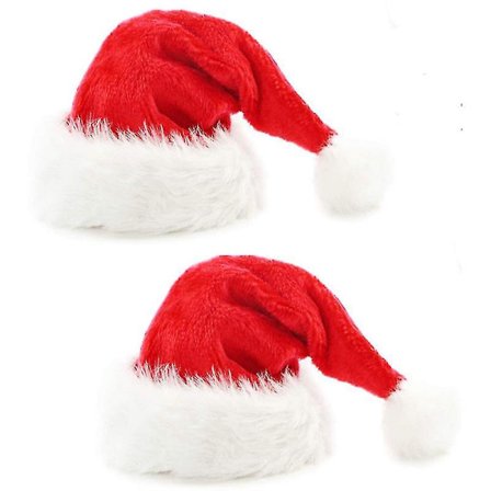 2pcs Santa Hat For Kids,christmas Santa Hats Velvet Plush Red H