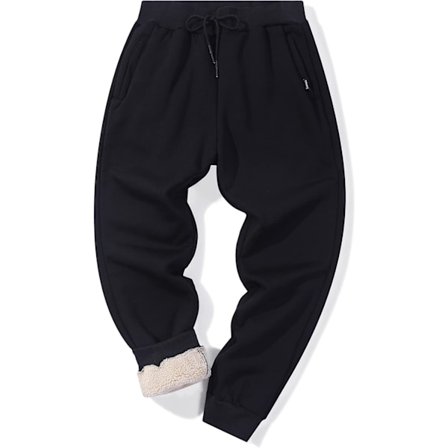 【14y】MEA Fleece Joggers Bukser til Mænd Vinter Aktiv Løb Sherpa Forede Sweatpants Sort Small