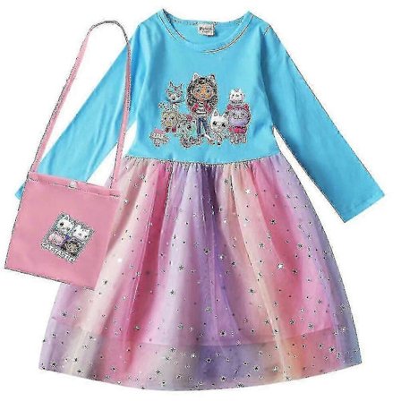 Gabby Cats Baby Jentekjoler Barn Gabbys Dukkehus Klær Karneval Cosplay Kostyme Barn Langermet Hverdagskjole Med Veske