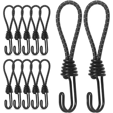Elastiske strikk med kroker, 12 stk. universelle presenningstrammere med fester for elastiske stropper, presenninger, plakater