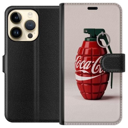 Kompatibelt Plånboksfodral till Apple Apple iPhone 14 Pro Konstnärlig illustration av Coca Cola granat i rött och grönt, pop art inspirerat motiv