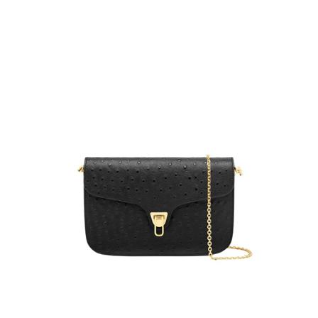 Coccinelle, Beat Ostrich Bag Czarny, Kobieta, Rozmiar: ONE Size