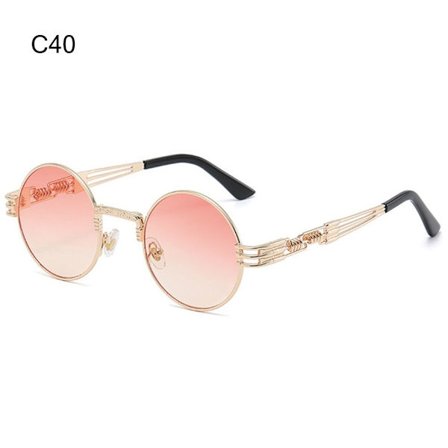 Runda Steampunk Solglasögon Metallram Solglasögon C40 C40