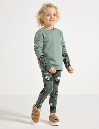 Lindex Leggings Working Vehicles Aop - Green - 98