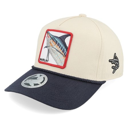 Skillfish - Beige adjustable Caps - Marlin Box Rope Stone/Navy A-frame Adjustable @ Hatstore