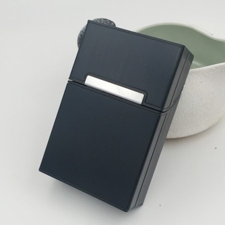 (Svart) Cigarettetui Förvaringsbehållare Aluminium Tobakshållare Ficka Låda Cigarett