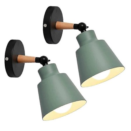 Retro Industriell Vägglampa, Modern Inomhus Vägglampa, E27 Metallbur Taklampa, Macaron Design För Sovrum, Kök, Matsal (set om 2, Grön)