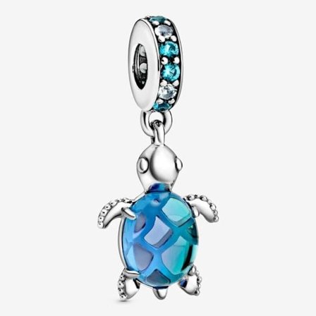 Pandora Murano Glas Havskildpadde Sterling Sølv Hængecharm 798939C01, Inkluderer Originalæske{TL}