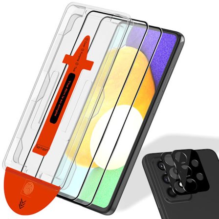 2-Pack Samsung A52 Skärmskydd & 2-Pack linsskydd - Härdat Glas | [Automatisk Installation] - Bubbelfritt