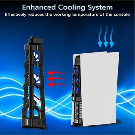 Ps5-jäähdytystuuletin LED-valolla ja USB3.0-keskittimillä, tehokas jäähdytysjärjestelmä Ps5 Digital & Disc Editionille, Ps5-lisävarusteet