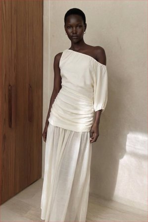 Handpicked x NA-KD drapiertes Maxikleid - Drapierte Kleider - Beige - EU 42