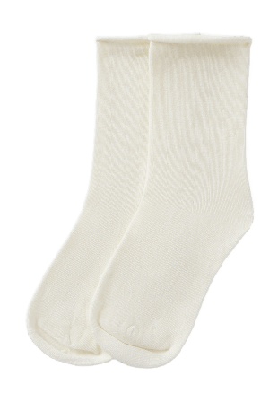 Å WOMAN Bambustrumpor med rullad kant Sockor Vit 39/41