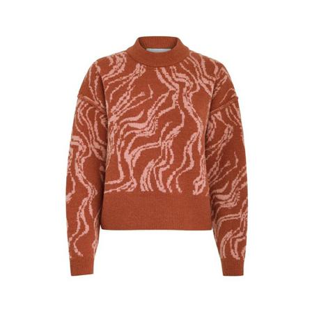 Minus Falka Knit Pullover Trui Cashmere Rose Stripe , Bruin , Dames , Maat: S