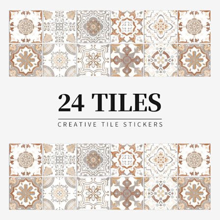 24 stk Blomsterflis klistremerke 15×15cm - Rose stol, Kjøkken