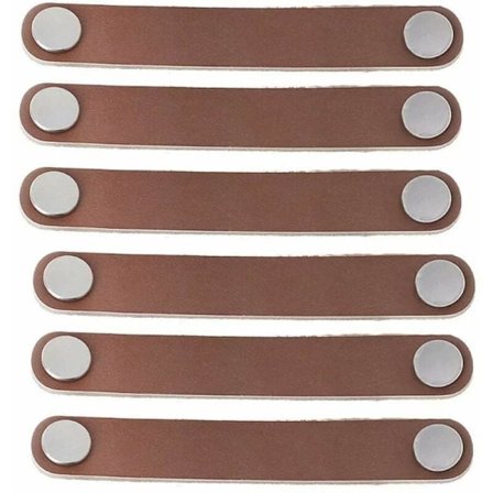 Møbelgreb Læder Møbelgreb 6 stk. 128 mm Moderne Stil Læder Dørgreb, Ægte Læder og Aluminium Legering Skuffe Dørgreb (Brun)