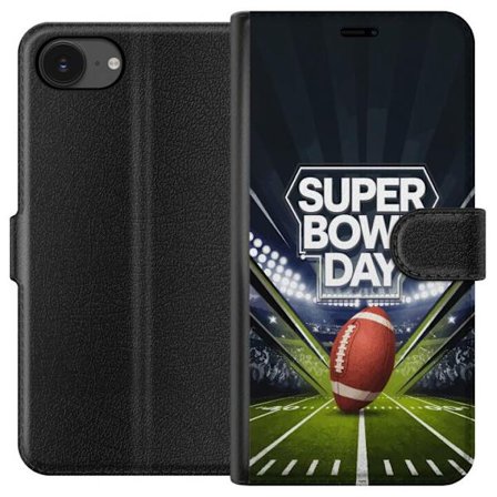 Kompatibelt Lommeboketui til Apple iPhone 16e Super Bowl Day plakat med amerikansk fotball på opplyst arena i dramatisk sportsdesign