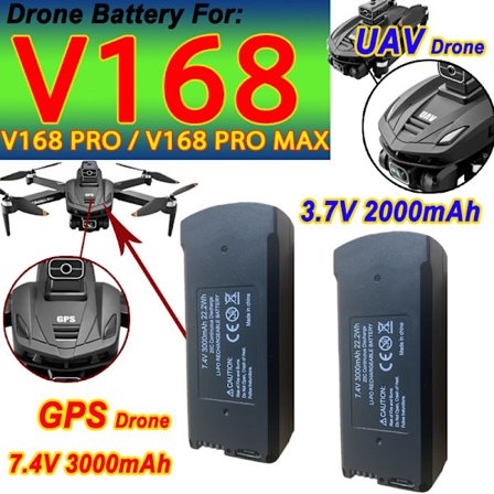 Alkuperäinen V168 GPS-akku 7.4V 3000mAh V168Pro Max Drone 3.7V 2000mAh akku V168Pro RC Quadcopter tarvikkeet osa