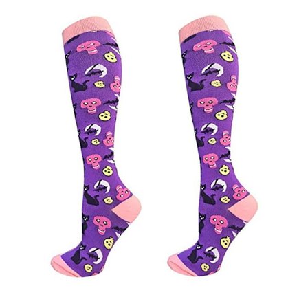 Halloween kompressionsstrumpor Bat Pumpkin Owl Strumpor ROSA
