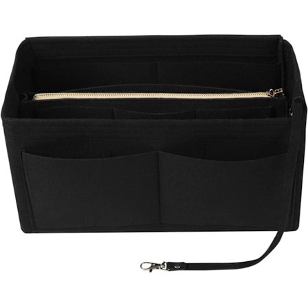 Multi-fack fast färg filt väska stor kapacitet sminkväska kvinnor resor stor sminkorganisatör toalettväska förvaringspåse handväska tote, svart