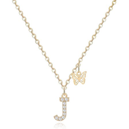 Smal Halsband med Hänge, 14k Pläterad Kubisk Bokstav Smalt Halsband Smycken för Kvinnor