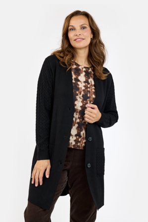SIGNATURE - Langærmet Cardigan - Sort- Lommer