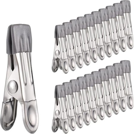 30 stk rustfrie tøjpinde, multifunktionelle skridsikre metal tøjpinde tøjpinde klemmer til sokker, sko, håndklæde, madforsegling, fotos