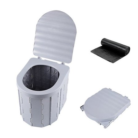 Sommer Hot Sale Bærbart Toilet til Camping Bærbart Sammenklappeligt Toilet Med Låg Vandtæt Porta Potty Bil Autocamper Telt Toilet Spand Potte Grey