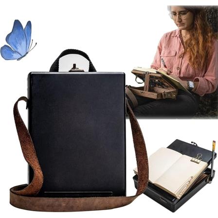 Multifunktionell handgjord Crossbody Postman-väska i trä Black