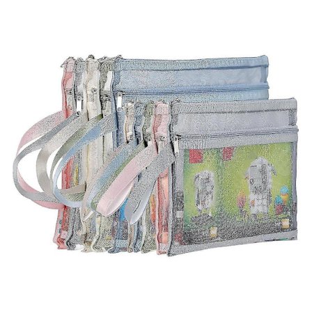 10-pak Farvede Dobbeltlags Mesh Lynlåsposer, Byggeklodssæt Legetøjsopbevaring og -organisering