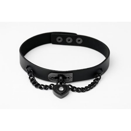 Sort choker med kæde og hjertevedhæng