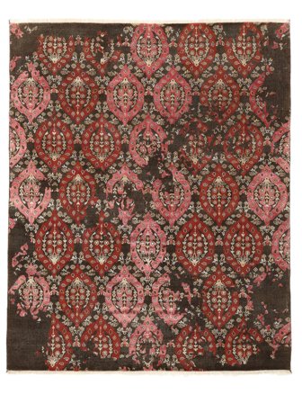 Annodato A Mano Contemporary Design Tappeto 237X295 Di Lana Nero/Rosso Scuro Largo