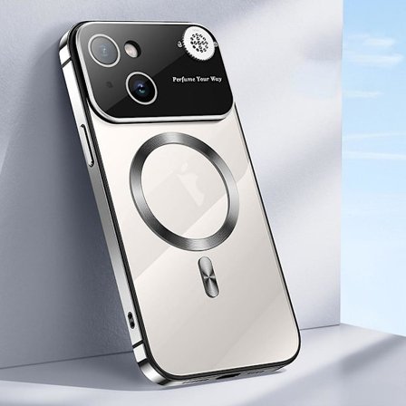 Magsafe Clear Case Kompatibel med Iphone 15 Pro Max, Stort fönsterglas Lins Kamera Protector Logo View Case